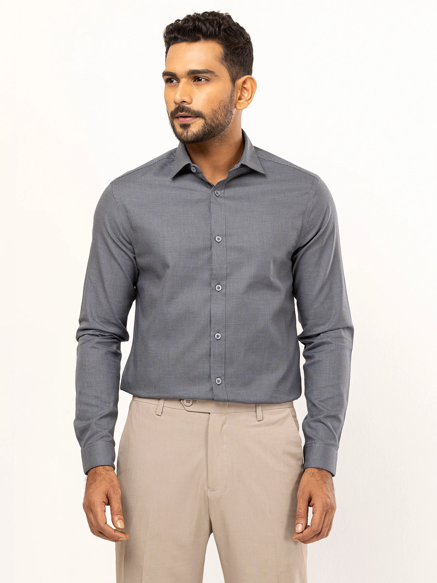Charcoal Grey Executive Semi Formal Cotton Shirt